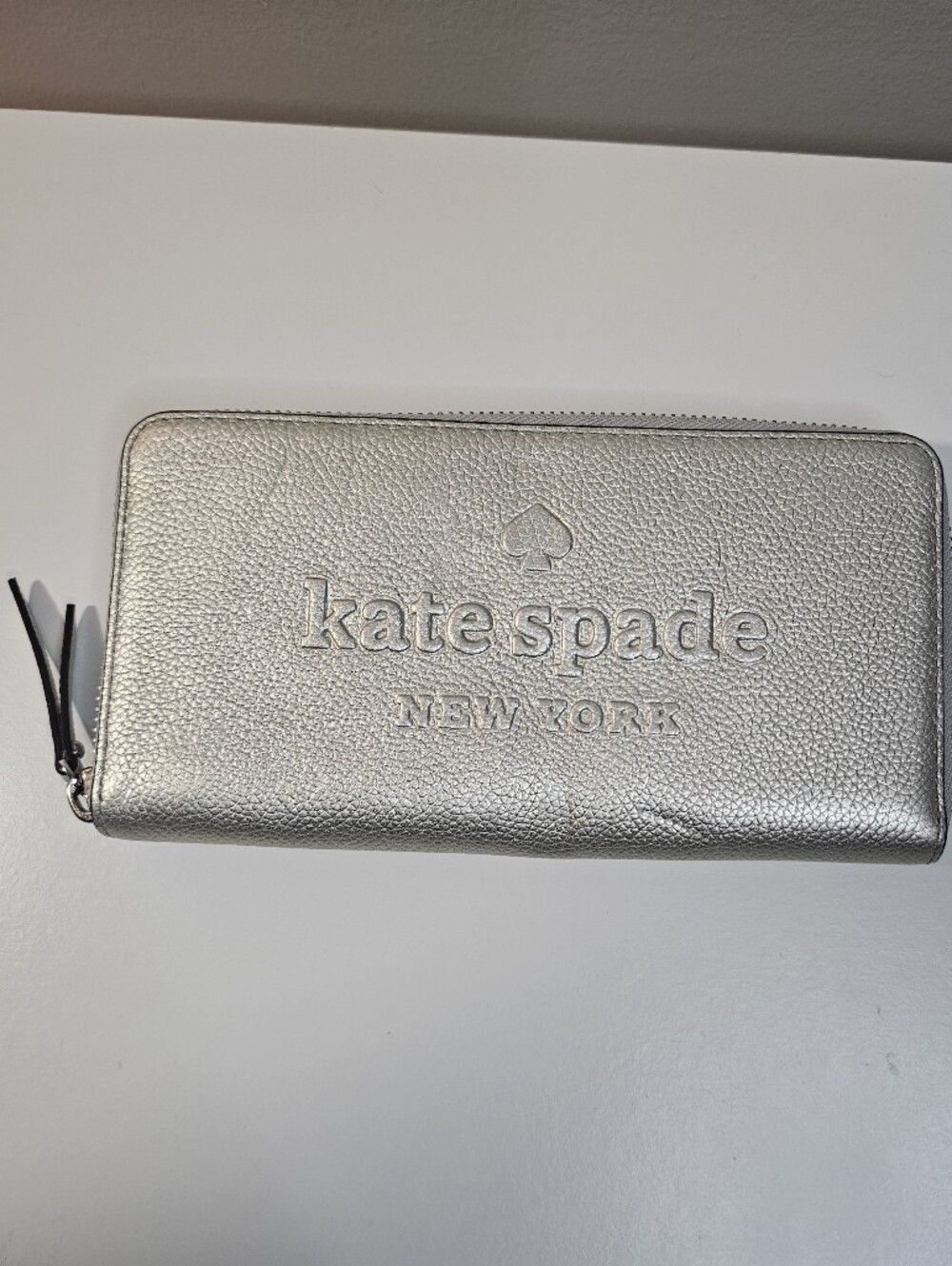 Kate Spade New York Metallic Silver Zip Phone Wallet